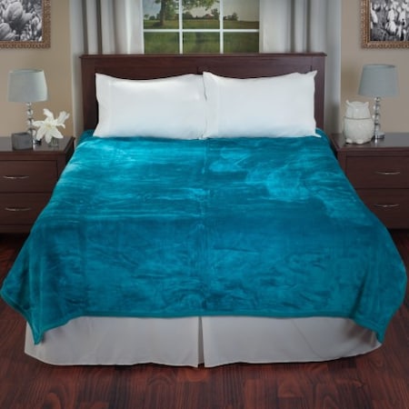 Hastings Home Solid Soft Heavy Thick Plush Mink Blanket 8 pound - Aqua 498752CTD